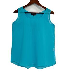 The Royal Standard Collection Blouse Women M Turquoise Tank Sheer Beach Festival